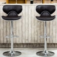 thumbnail image 2 of Faux Leather Seat and Sturdy Base / Dark Brown Airlift Swivel Barstool Pair, 2 of 4