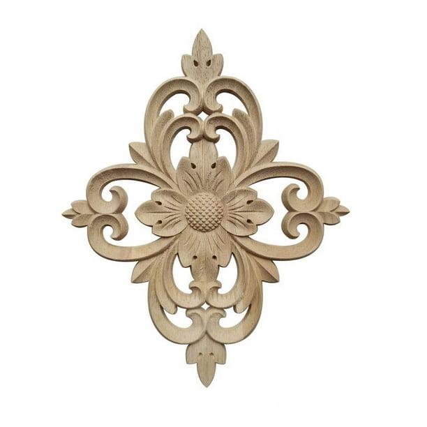 Piezas de flores de diamante para tallado de madera, especiales para artesanías de tallado de madera, piezas de flores pequeñas, flores de esquina de madera maciza