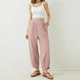 thumbnail image 2 of HNMKIU Wide Leg Pants Women‘S Casual Long Loose Elastic Waistband Harem With Pockets Comfortable Trousers for Women Pink,S, 2 of 4