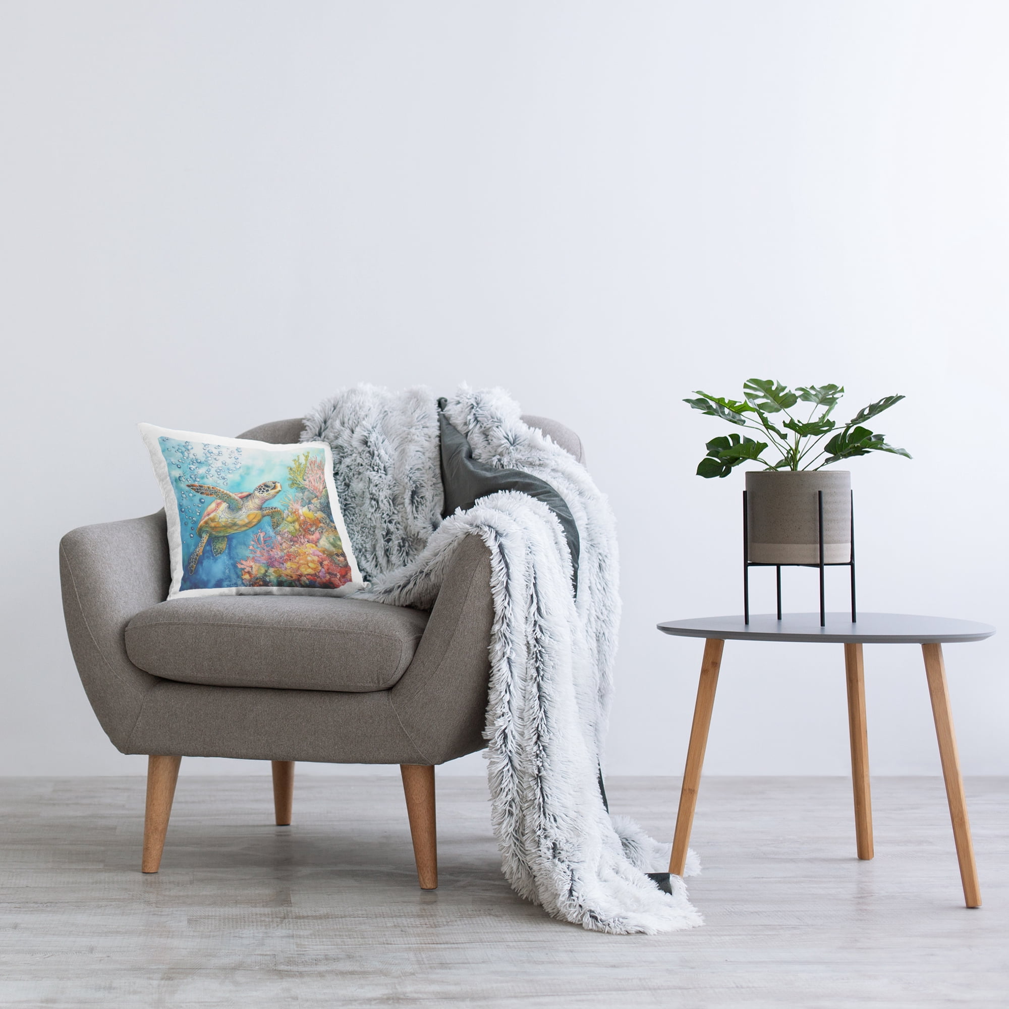 Stupell Industries Underwater Sea Turtle Bubbles Decorative Printed Throw Pillow, design by Tina LeCour