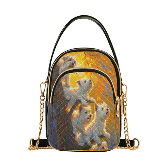 Cross Body Fashion Shoulder Waist Purse Bags Westies in The Fall Foliage Pocket Handbags