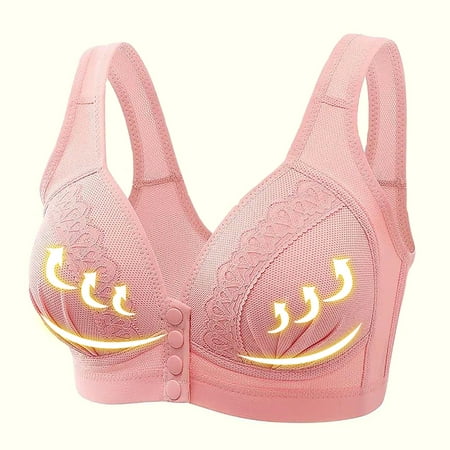 

Vivianyo HD Women Bras Clearance Plus Size Ladies Traceless Comfortable No Steel Ring Vest Breathable Gathering Front Opening Buckle Bra Woman Underwear Flash Picks Pink