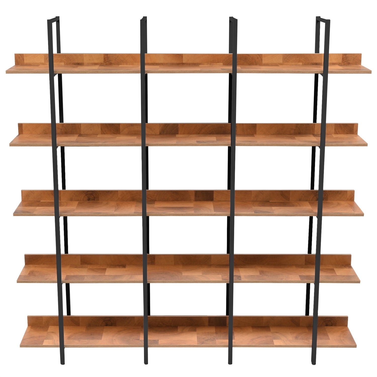 DAWNYIELD 5-Tier Bookshelf Tall Standing Bookcase Metal & Wood Shelving  Unit for Storage Industrial Organizer Rack Modern Display Shelf Unit for