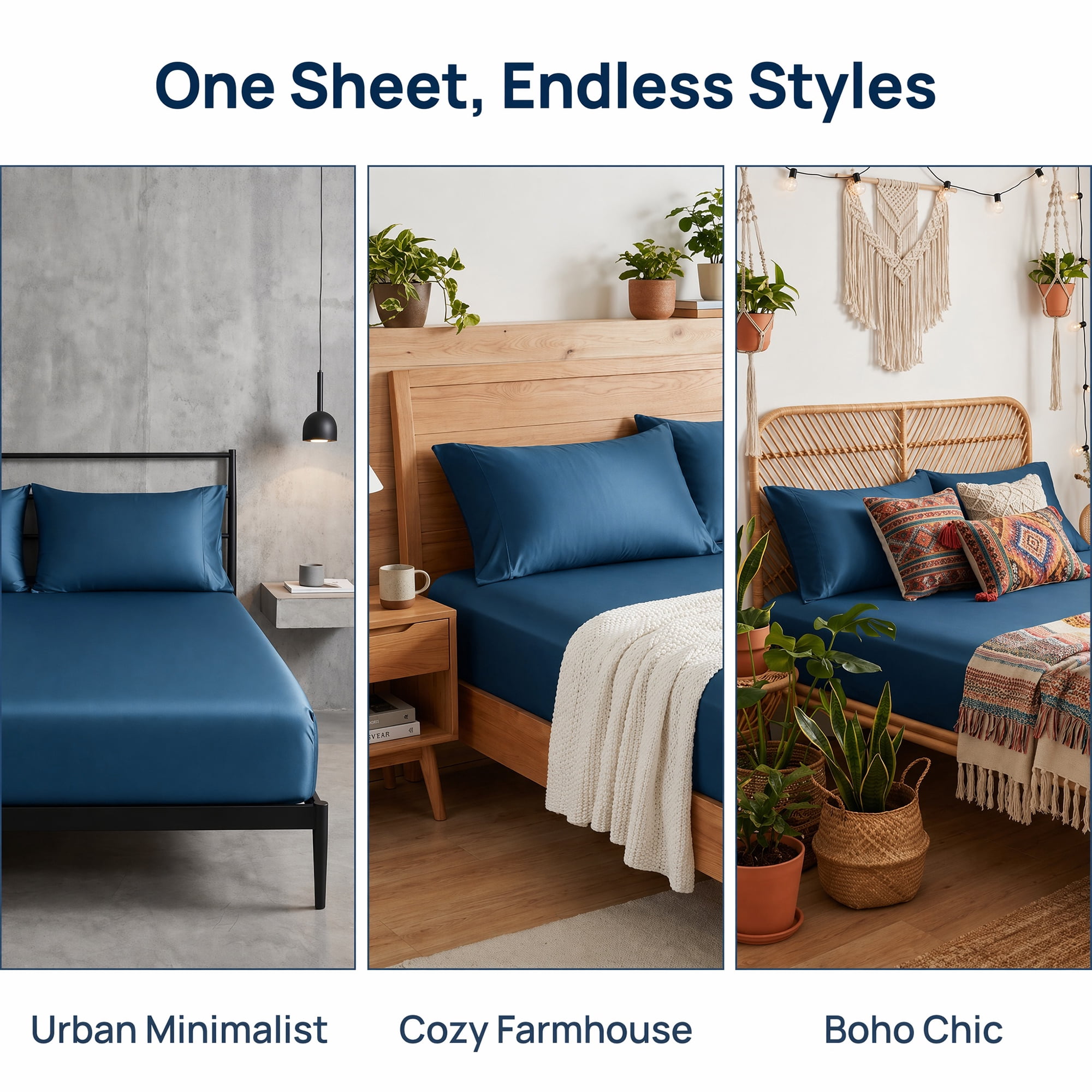 Unique Bargains Fitted Sheet Fiber Bed Sheets Breathable Soft and Comfortable 60.2"x79.9" Deep blue