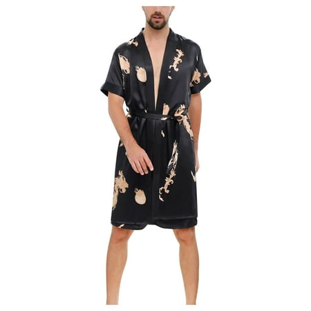 

Giftesty Winter Coats for Women Clearance Imitation Silk Nightgown Spring andSummer Thin Short Sleeve Cardigan