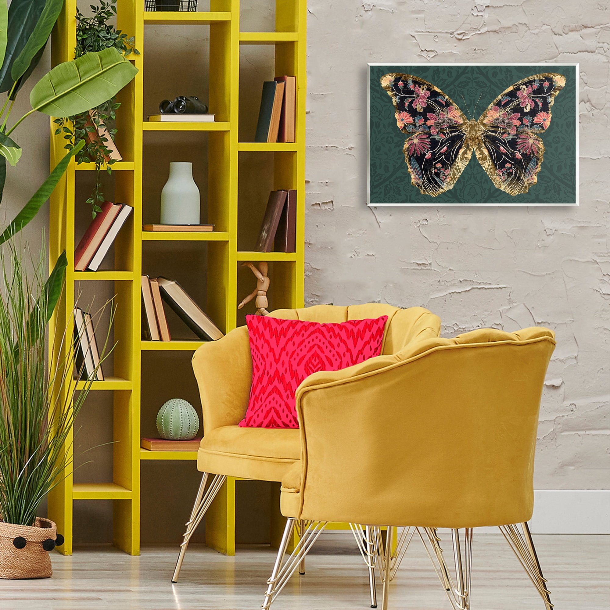 Stupell Industries Ornate Pattern Butterfly Animals Painting Unframed Art Print Wall Art, 19 x 13