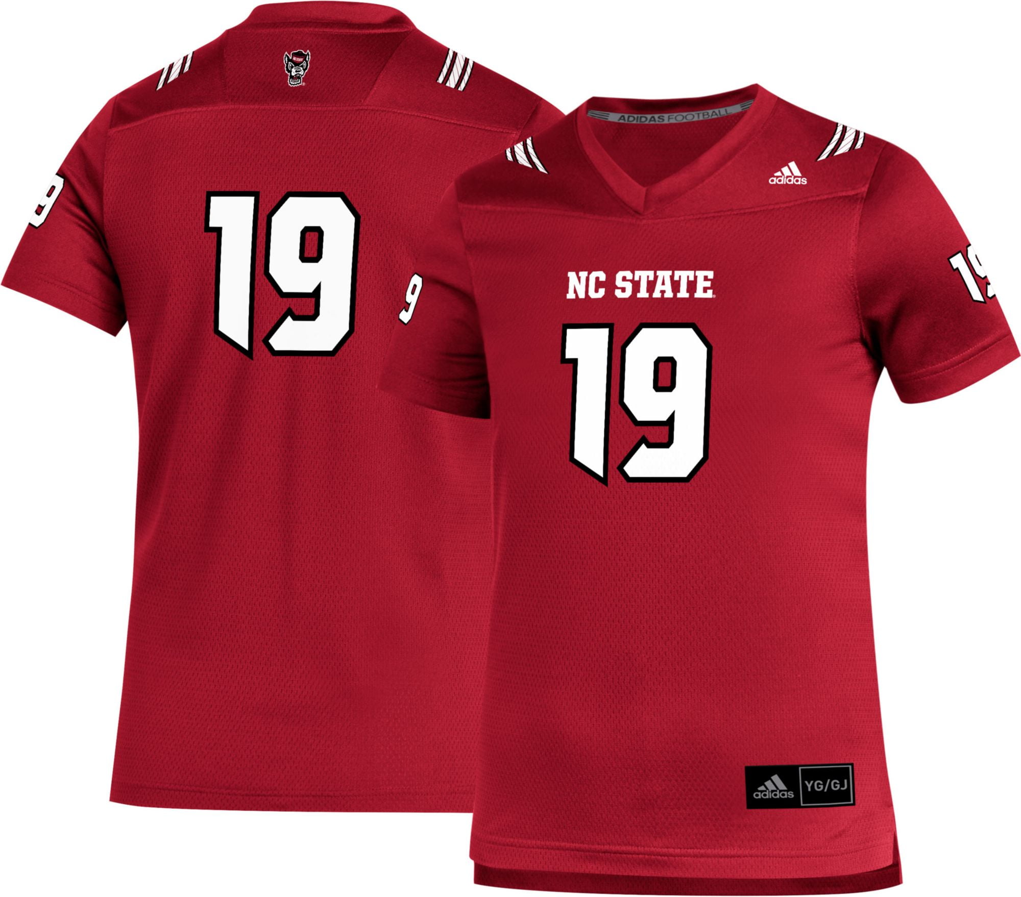 adidas Youth NC State Wolfpack 19 Red Replica Football Jersey