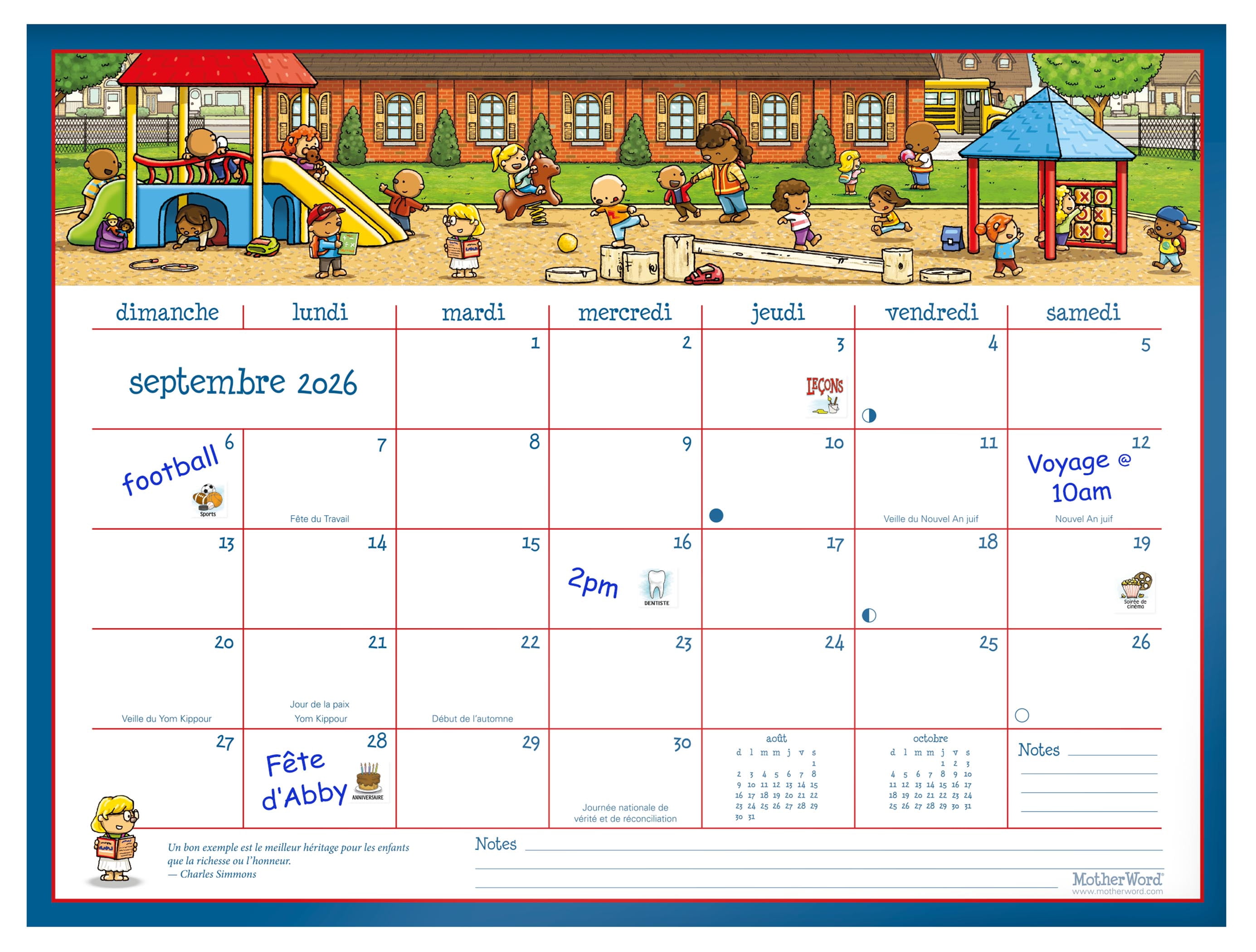 2027 Motherword Ultimate Family Large Desk/Wall Calendar, French