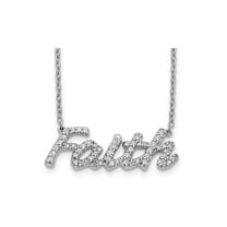 1/4 Carat (Ctw) Diamond FAITH Charm Pendant Necklace in 14K White Gold with Chain for Women