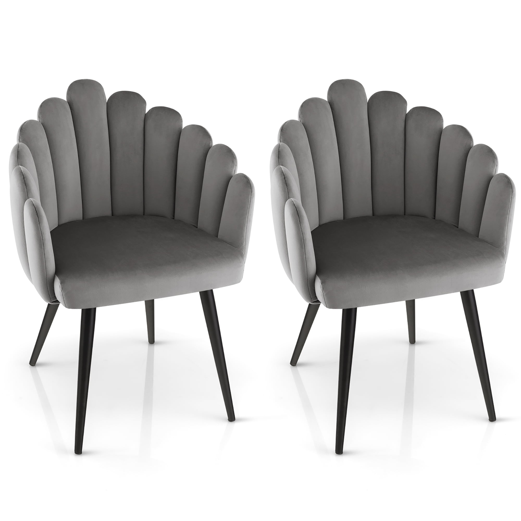 Costway Dining Chair Set of 2 Velvet Upholstered Modern Accent Arm