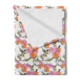 thumbnail image 2 of Hummingbird Soft Flannel Fleece Throw Blanket, Watercolor Effect Avian Animals Flying over Fresh Leafy Blossoms on Branches, Cozy Plush for Indoor and Outdoor Use, 60" x 80", Multicolor, by Ambesonne, 2 of 5