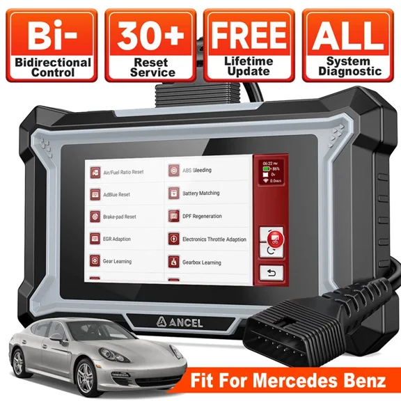 ANCEL OBD2 Scanner Car Diagnostic Tool, Bi-Directional Scan Tool with Full System Diagnosis All Resets Vehicle Code Reader Fit for BENZ Car