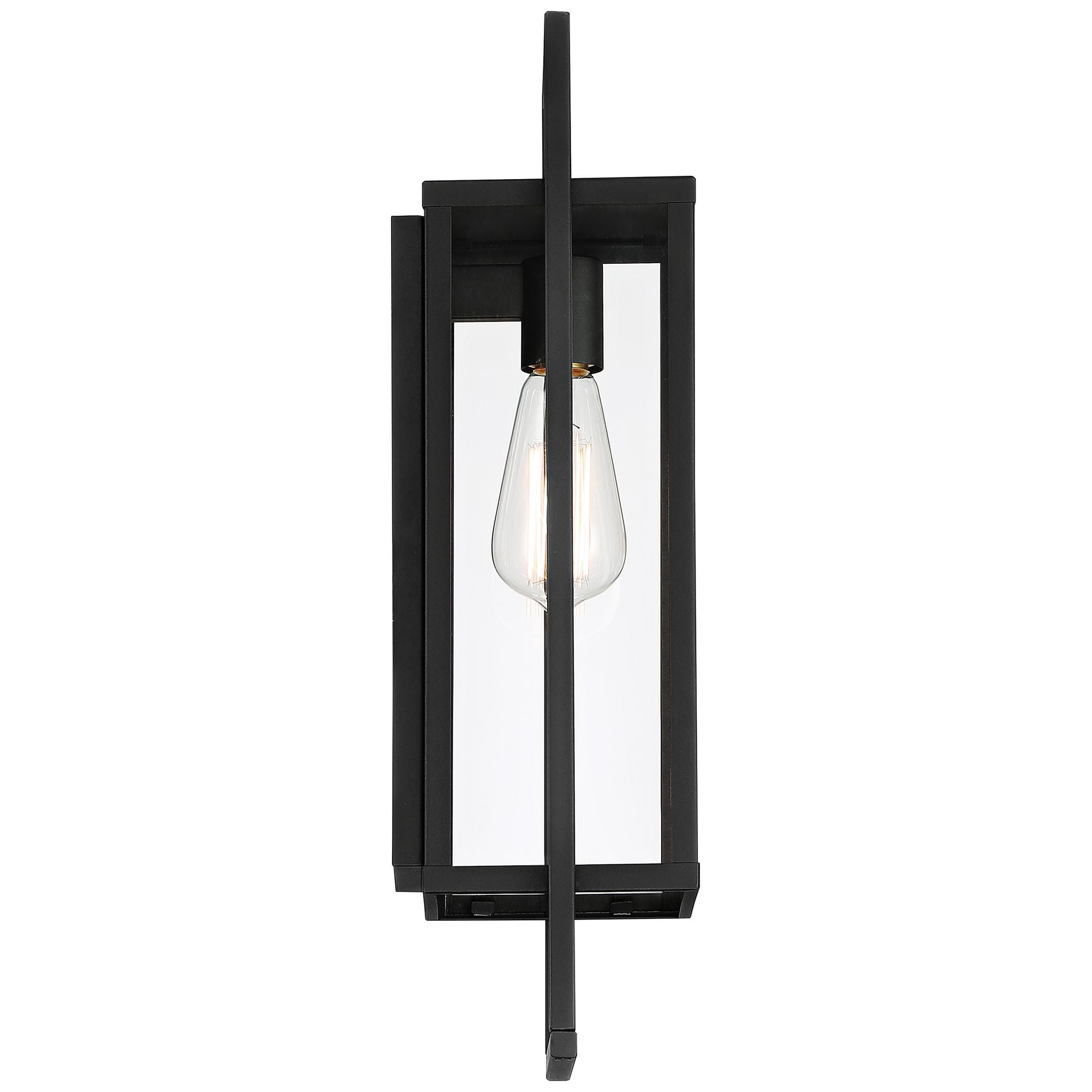 Possini Euro Design Jericho Modern Outdoor Wall Light Fixture Textured Black Metal 19" Clear Glass Panel for Post Exterior Barn Deck House Porch Yard