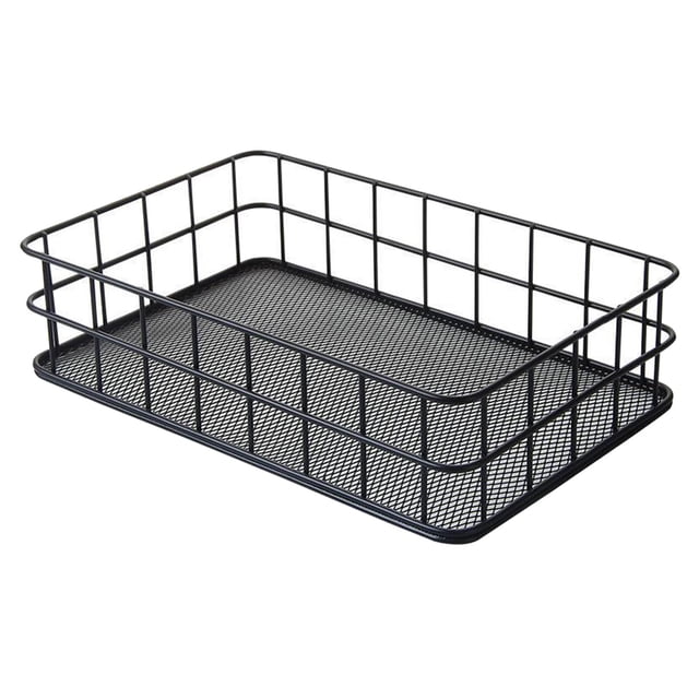 Cesta de alambre para almacenamiento, resistente, rectangular, estilo rústico, organizador de metal, organizador para el hogar, para lavandería, L