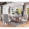 thumbnail image 5 of Ivory Fabric Dining Chairs (Set of 2) - Rustic Oak Finish, Button-Tufted, Nailhead Trim, 20" Seat, for Dining Room, Vietnam Made., 5 of 6