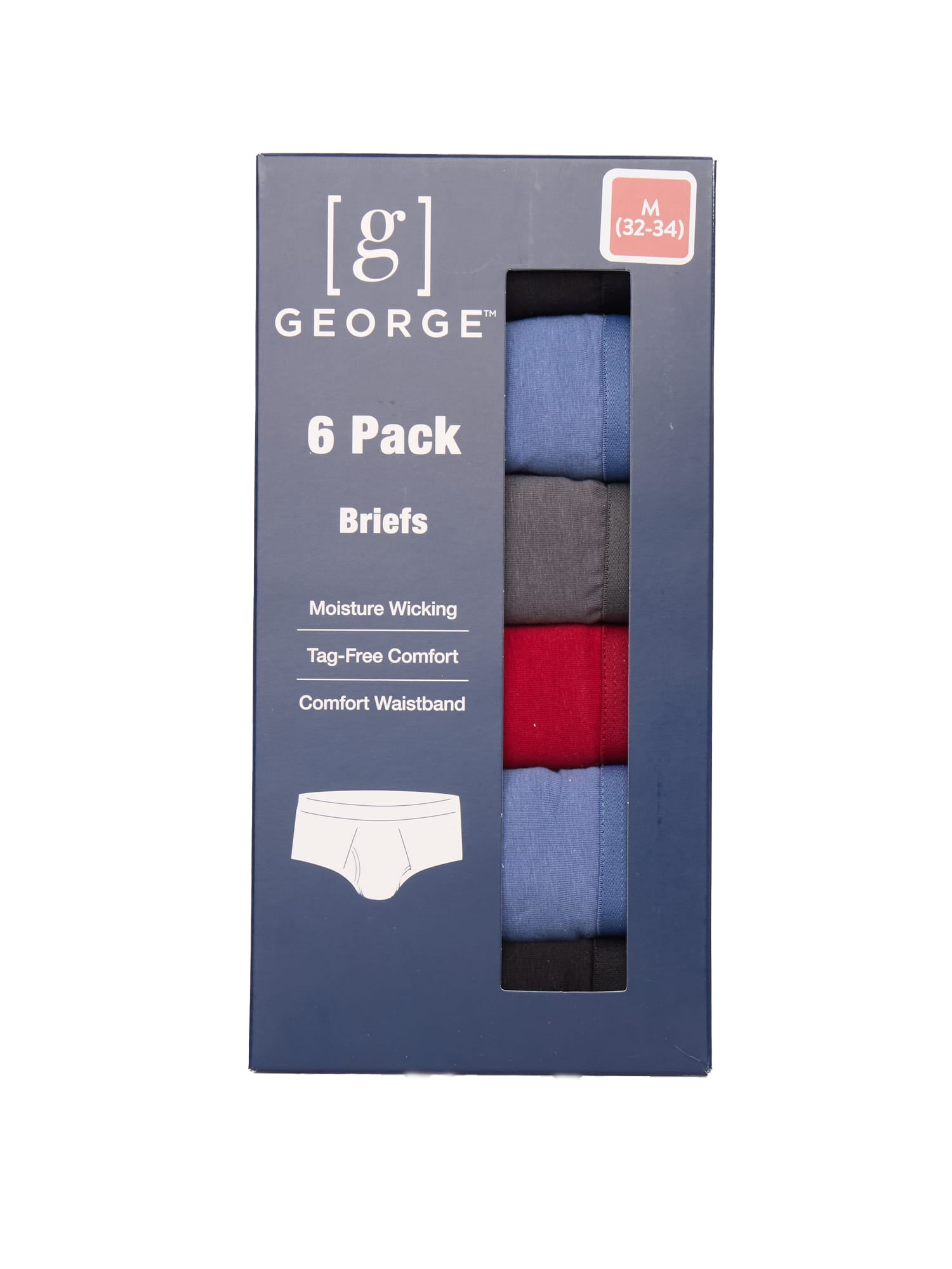 George Men's Cotton Blend Stretch Mid-Rise Brief, 6-Pack, Sizes S-2XL