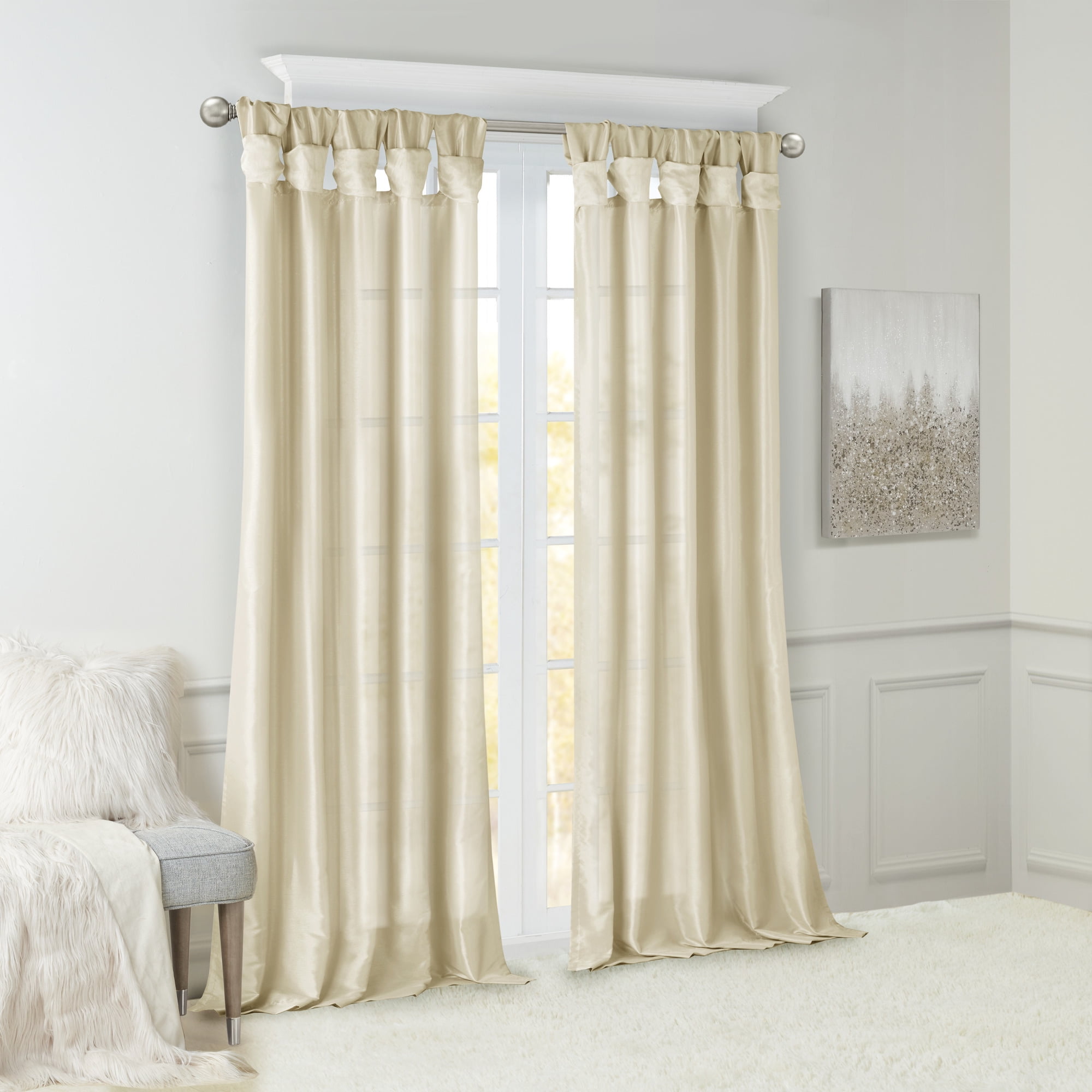 Twist Tab Lined Window Curtain Panel Champagne 50"x95"