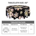 thumbnail image 4 of Black Background Colorful Floral Round Tablecloth 60in Waterproof Wrinkle-Resistant for Picnic, Party, Dining Table, 4 of 7