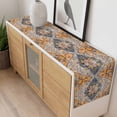 thumbnail image 6 of Turmeric Floral Table Runner 13x60 inch Medieval Ethnic Turkey Cotton Linen Dining Table Runner Ideal for Dresser Kitchen Coffee Tables - Machine Washable, 6 of 9