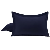 PiccoCasa 2 Packs Pillowcases Soft 1800 Microfiber Pillow Shams with No Zipper, Standard Navy Blue