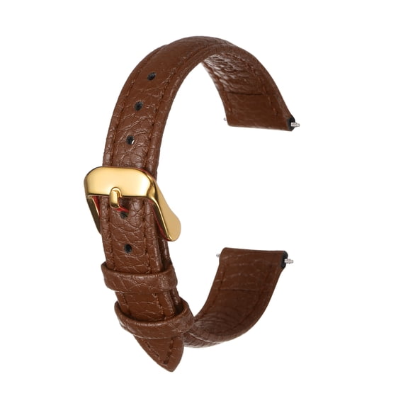 Uxcell Leather Watch Band 14mm Vintage Textured Padded Leather Watch Strap Quick Release Replacement Wristband with Stainless Steel Pin Buckle for Men and Women, Dark Brown