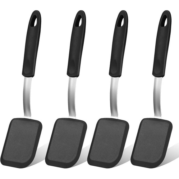 4 Pcs Silicone Cookie Spatula Turner Mini Brownie Spatula Flexible Silicone Spatulas Nonstick Cookware Heat Resistant No Scratch Flipper Baking Utensils for Egg Pancake