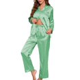 thumbnail image 3 of Hwmodou Womens Pajama Outfits Sets Womens Long Sleeved Pajamas Soft Button Loungewear Pajamas And Casual Suits Fall Winter Pj Outfit, 3 of 8