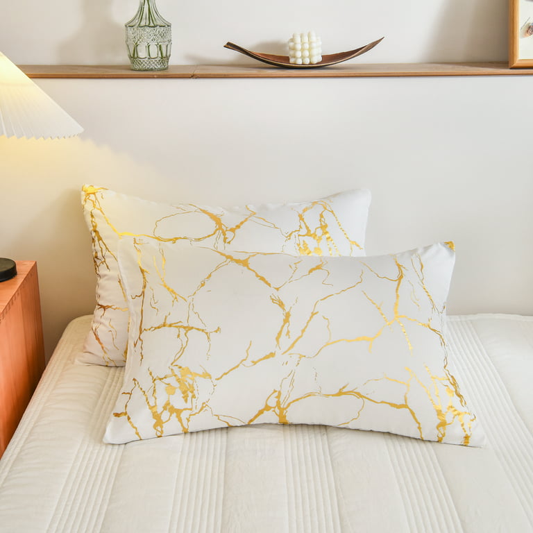 Gold White Marble Bedding Set Texture Duvet Cover Sets Adult