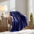 thumbnail image 3 of Fleece Throw Blanket for Couch & Bed, Soft Fuzzy Plush Throw Size Navy Blue Blanket, Luxury Flannel Lap Blanket, Super Cozy and Comfy for All Seasons, 40" x 60", 3 of 7