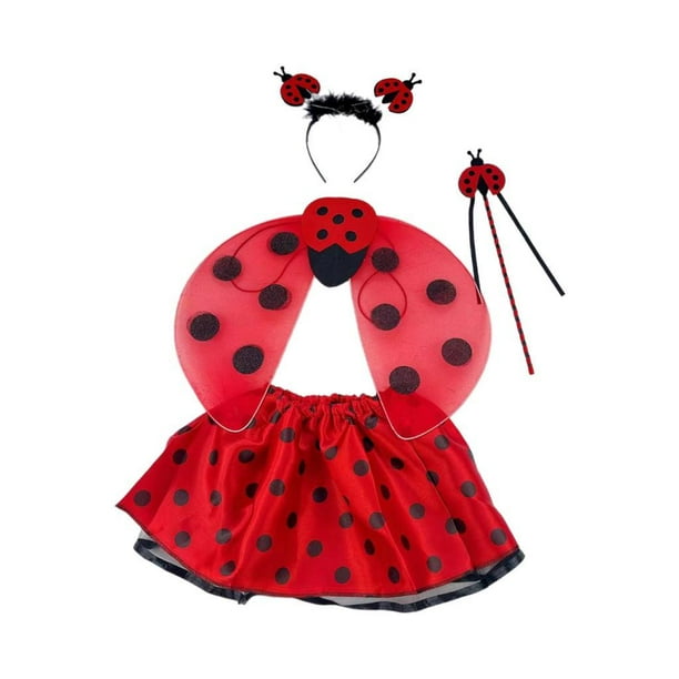 Conjunto de disfraces de animales para niños, ropa de fantasía para espectáculos de máscaras y cumpleaños. 4 piezas mariquita