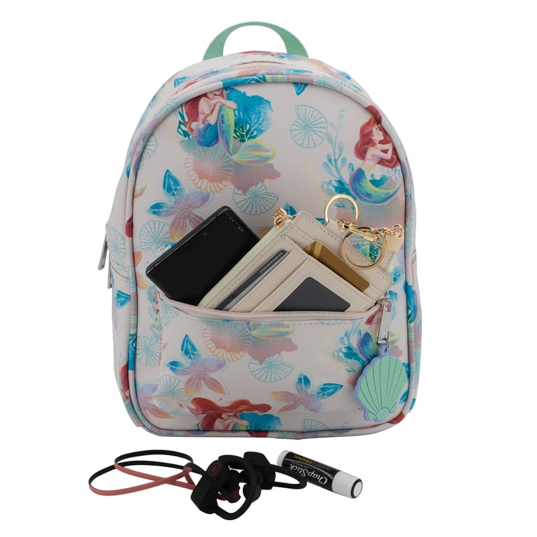 disney little mermaid mini backpack The front pocket with magnetic closure Adjustable shoulder straps The Little Mermaid Iridescent Pearl