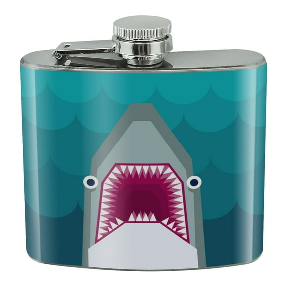 Geometric Shark Blue Stainless Steel 5oz Hip Drink Kidney Flask