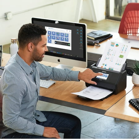 Epson - WorkForce ES-580W Wireless Duplex Touchscreen Desktop Document Scanner
