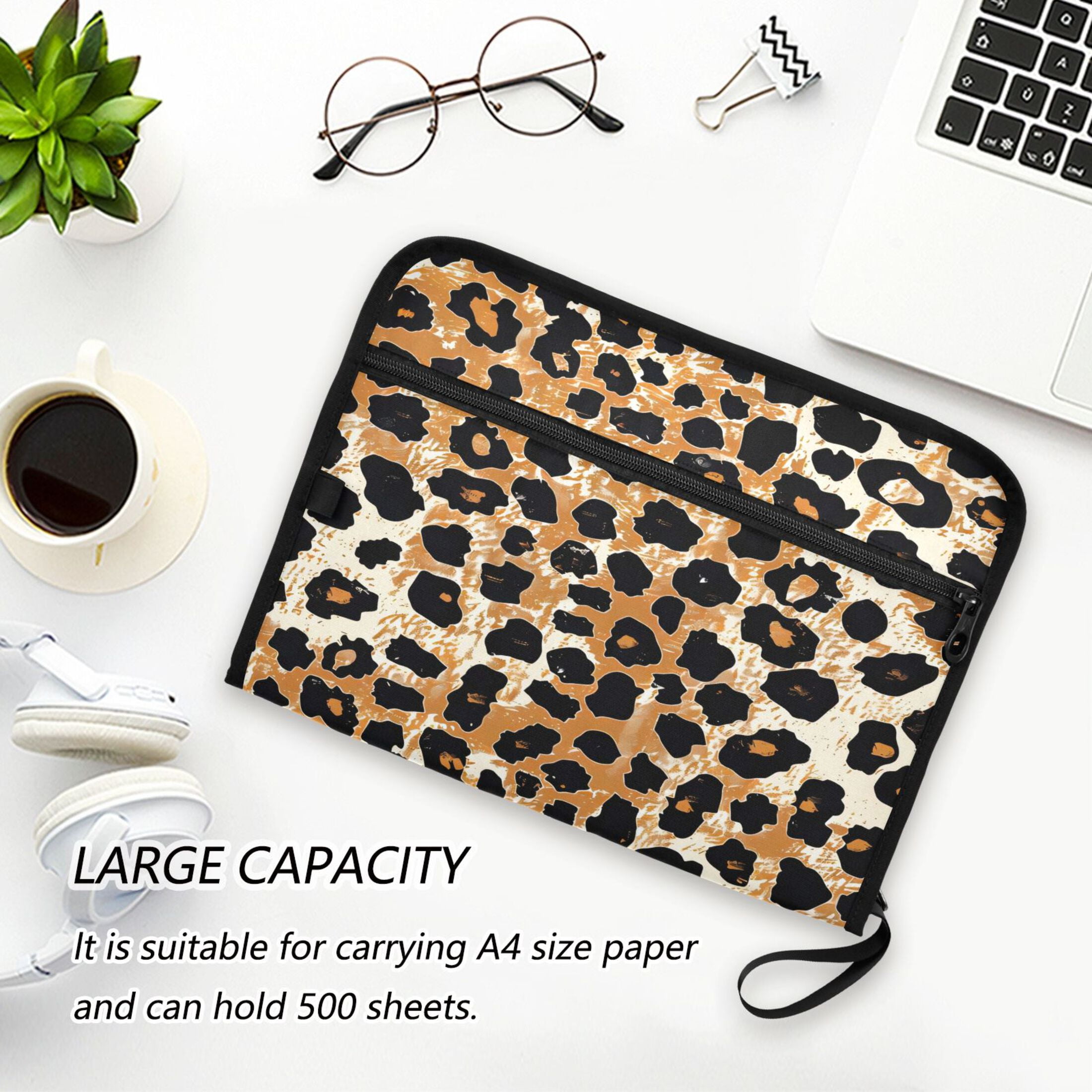 Organ Folder 14.2 x 0.8 x 10.6 Inches 13 Separate Pockets A4 Size Documents Folder A Sort Storage File Manager For The Home Office Leopard Print
