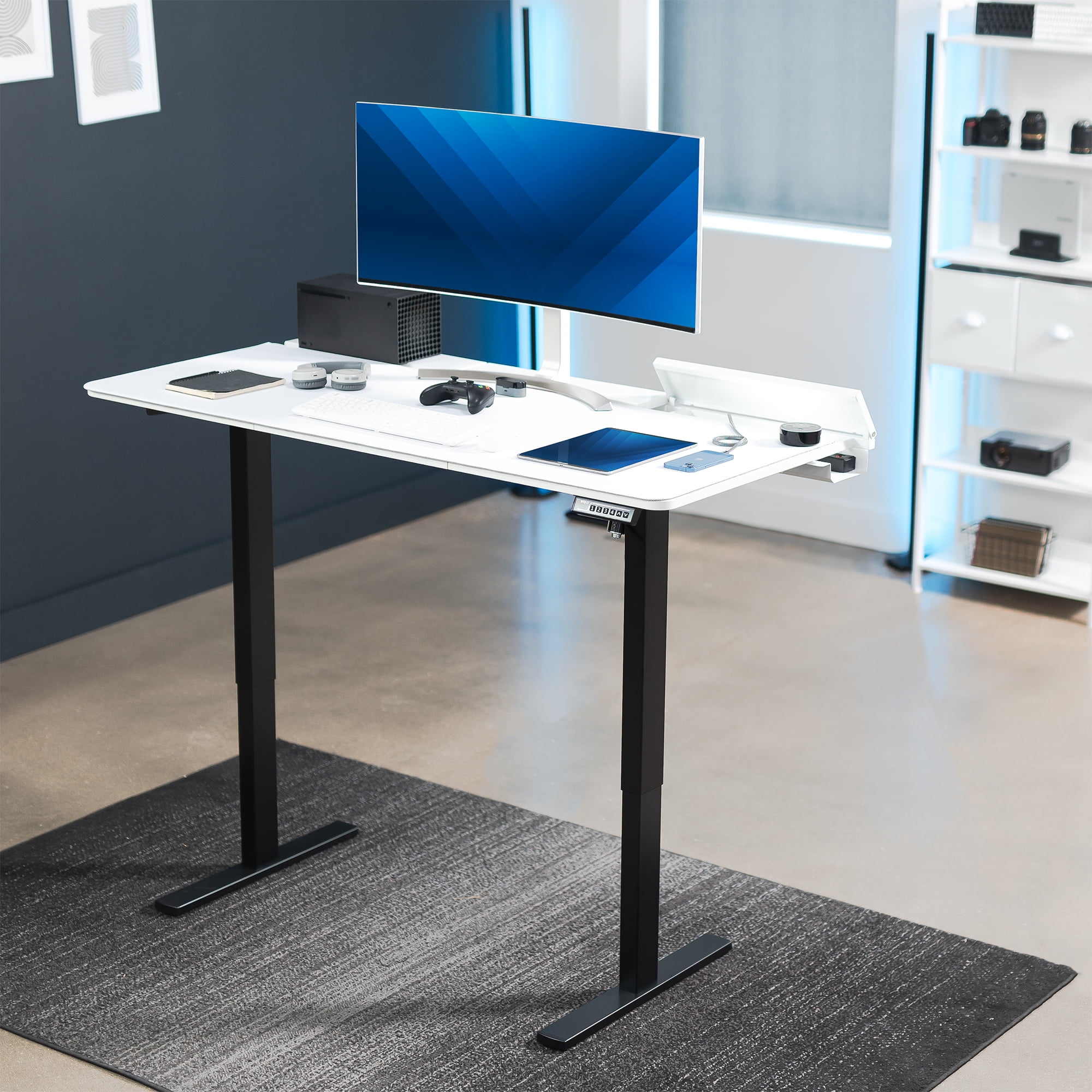VIVO White 60" x 30" Concealed Cable Table Top w/ Pad for Standing Desk Frames