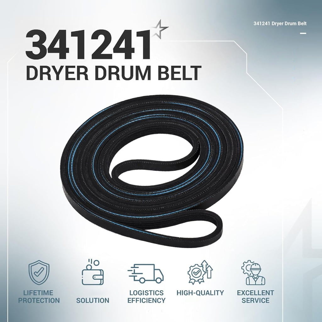Replacement Dryer Drum Belt Fits Multiple Models Long Lasting Rubber Texture