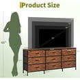 thumbnail image 7 of 63in TV Stand  9 Fabric Drawer Dresser for Bedroom with Wooden Top Long Entertainment Center for Living Room, Wide Fabric Storage Chest and Media Console Table, Natural Wood, White multicolor, 7 of 7