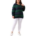 thumbnail image 2 of Agnes Orinda Plus Size Sweaters for Women Casual Long Sleeve Crewneck Lightweight Hollow Knit Pullover Tops 1X Green Blue, 2 of 6