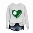 thumbnail image 4 of Guzom Womens White St. Patrick's Day Festive Sweatshirt - Four-Leaf Clover Heart Graphic Soft 100% Polyester Crew Neck Loose Fit Irish Top S-XXL,Size L, 4 of 7