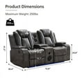 thumbnail image 5 of Power Loveseat Recliner Chair Sofa with Speaker for Living Room 2-Seat Gray Faux Leather Electric Home Theater Seating Doubler Reclining Sofa with Hidden Arm Storage,LED Lights,USB Port,Cup Holders, 5 of 6