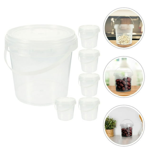 Dsseng 6Pcs Food Buckets for General Users 1.2L Capacity Food Grade Plastic Material Transparent
