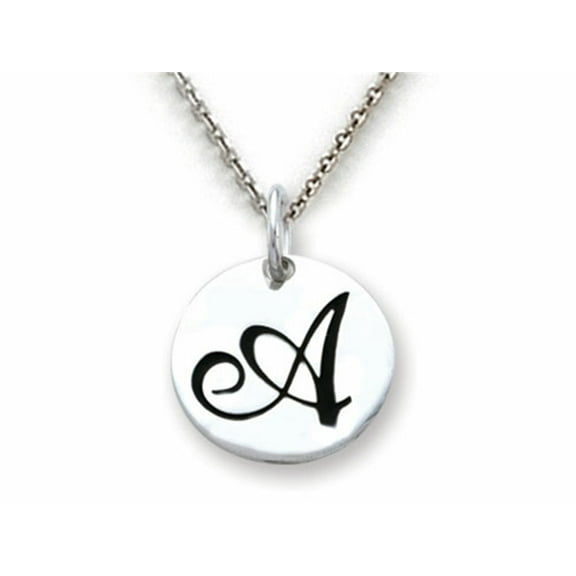 Stellar White 925 Sterling Silver Initial A Personalized Alphabet Disc Pendant Necklace Chain Included