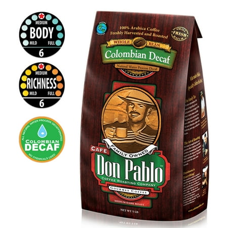 Cafe Don Pablo Colombian Decaf Medium-Dark Roast Whole Bean Coffee 5LB