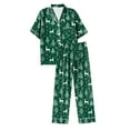 thumbnail image 4 of UngA Womens Silk Christmas Pajamas Set Satin Button Down Christmas Tree Pajamas Classic Soft Women Christmas Pajamas,Size XXL, 4 of 5