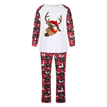 

TZNBGO Outdoor Clothing Parent-child Attire Christmas Suits Patchwork Plaid Printed Homewear Round Neck Long Sleeve Pajamas Two-piece Dad Sets