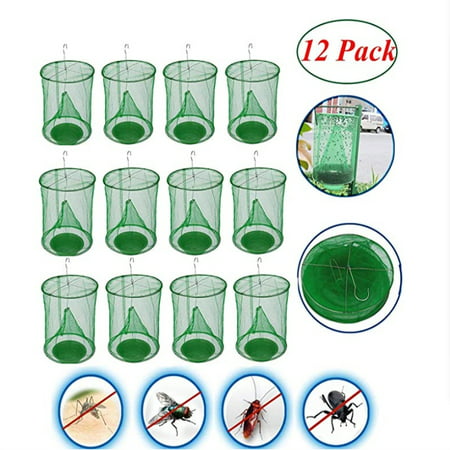 ZEDWELL Ranch Fly Traps Outdoor with Food Bait Container Flay Trap Reusable Fly Catcher Cage for Indoor or Outdoor Family Farms, Park, Restaurants,12 (Best Bait For Redclaw)