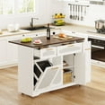 thumbnail image 5 of Roromall Rattan Kitchen Island Table on Wheels with Drop Leaf, Tilt Out Trash Can Cabinet with 2 Door, Storage Cabinet, 2 Drawer, Spice Rack, Rolling Kitchen Cart, 5 of 9
