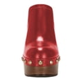 thumbnail image 3 of YDN Women's Wooden Platform Heeled Mules Closed Round Toe High Block Heel Slip On Clogs Shoes with Studs Evening Party Daily Outfit Footwear Size 16 Red, 3 of 6