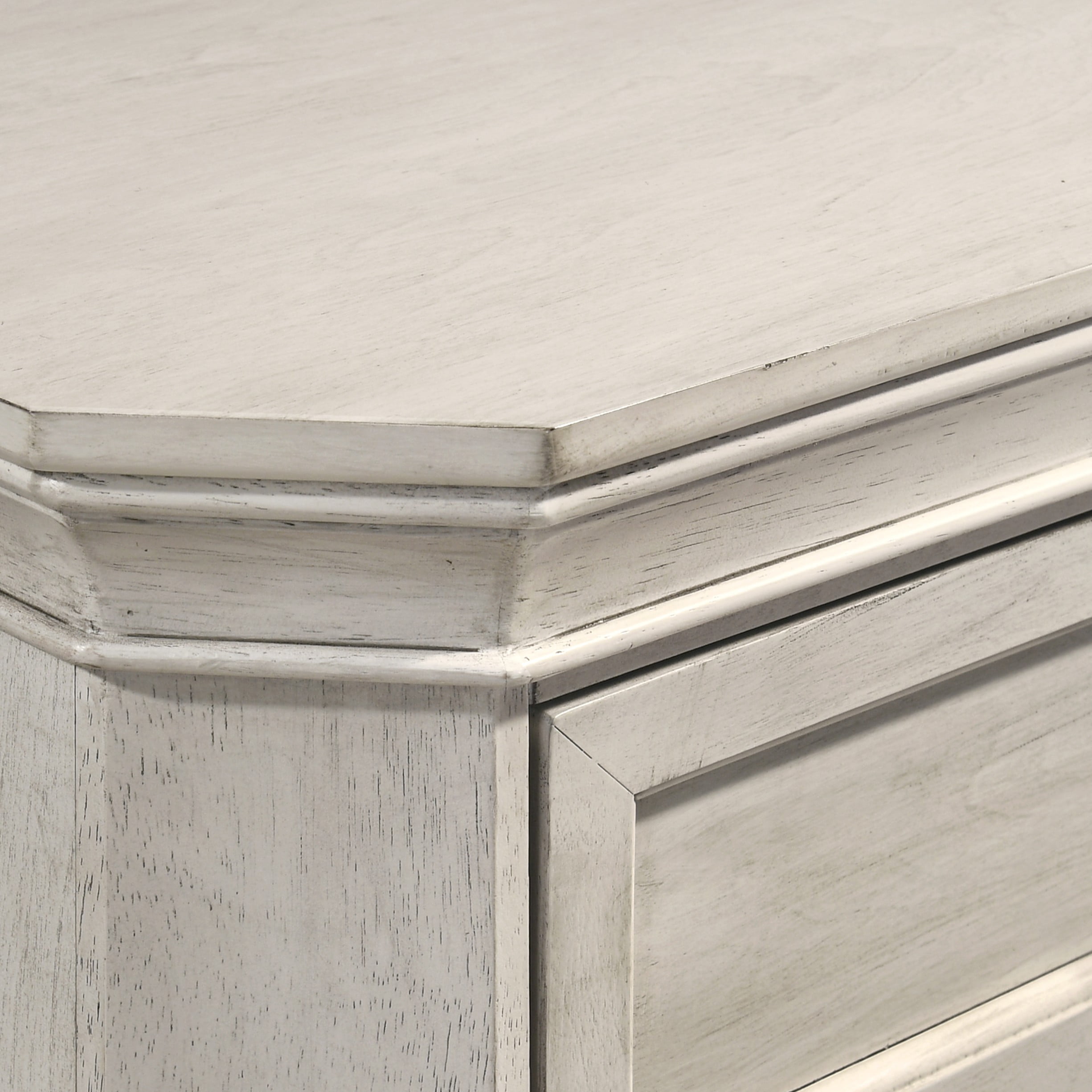 Roundhill Furniture Maderne Wood 3-Drawer Nightstand, Antique White Finish