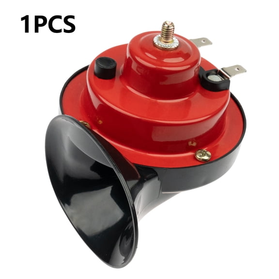JAMCORAX 12V 300DB Super Loud Train Horn, Auto Electric Snail Horn Replacement, High Low Tone Air Snail Horns for Motorcycles Cars Trucks and Boats(Red)